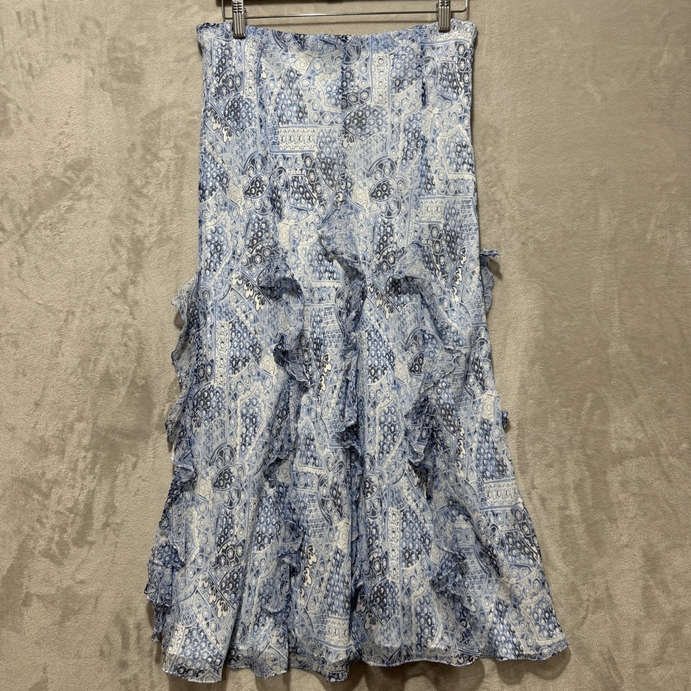 Lauren Ralph Lauren Blue & White Paisley Maxi Skirt